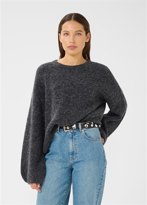 Alpha slit pullover Charcoal Melange Gestuz